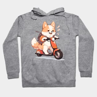 Cartoon Dog Rides Motorcycle to Fun Hoodie